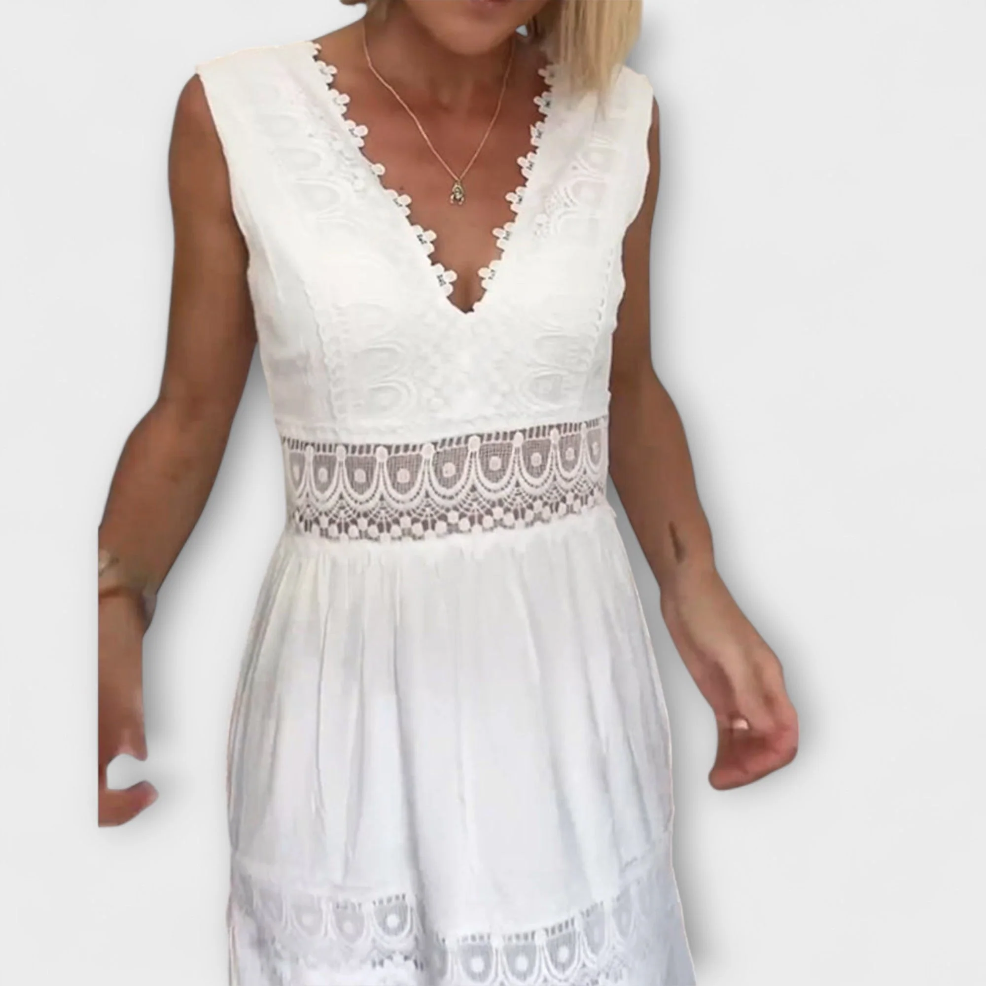 Aurélie - Elegant V-Neck Lace Dress - Image 3