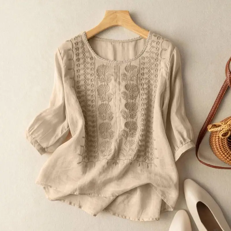 Aurora – Embroidered Relaxed Blouse - Image 2