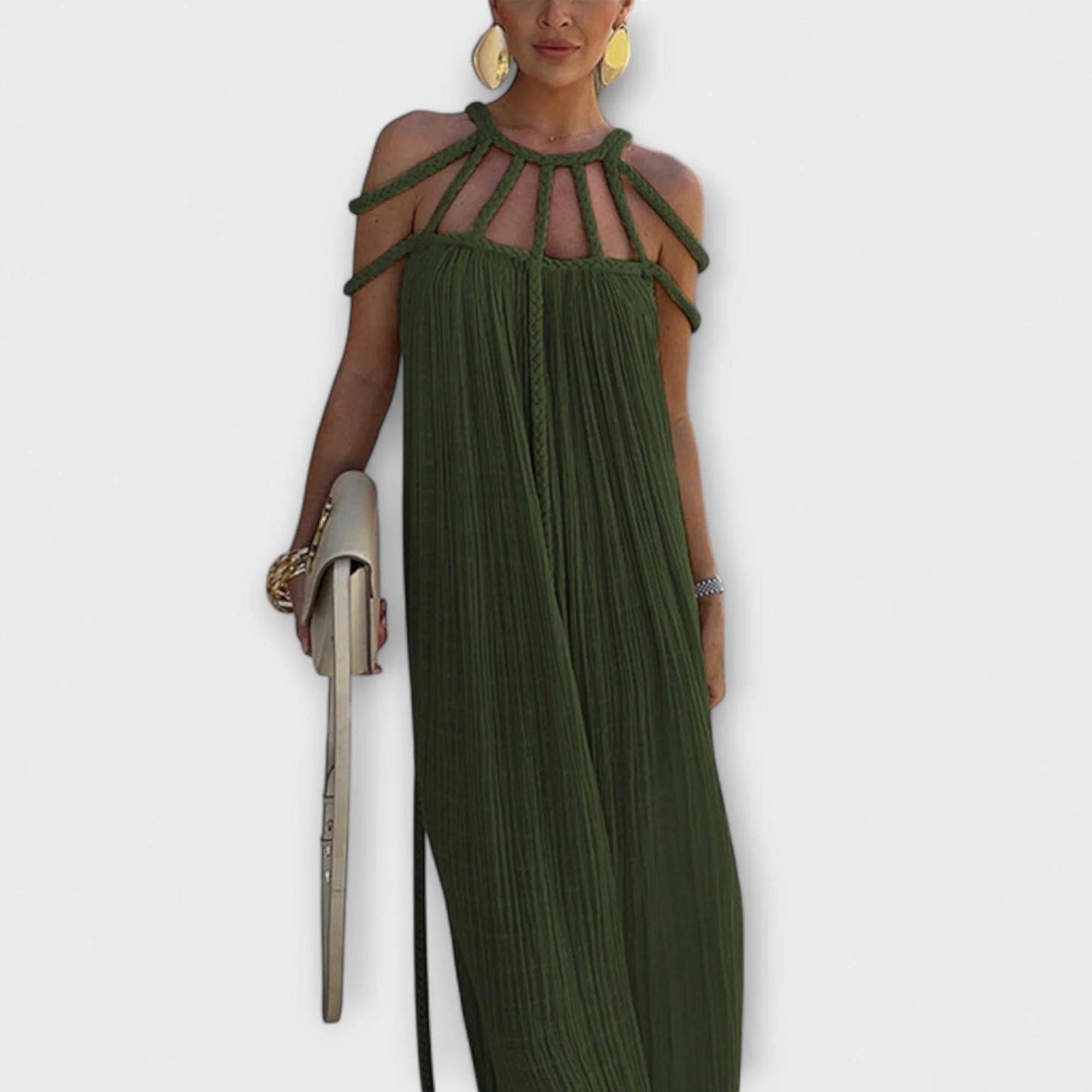 Briar - Chic Maxi Dress Made from Linen Blend with Draped Straps - Image 7