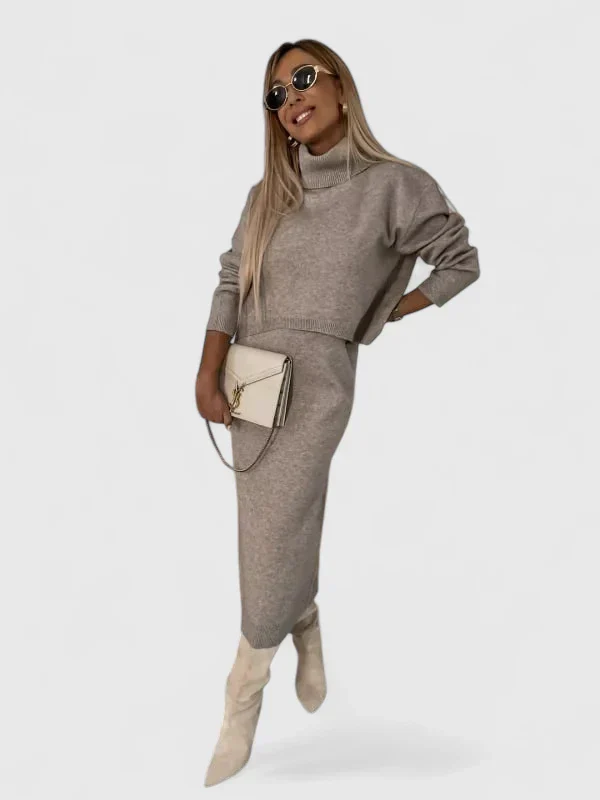 Chrystahl | Elegant Dress and Turtle Neck Sweater Set - Image 4