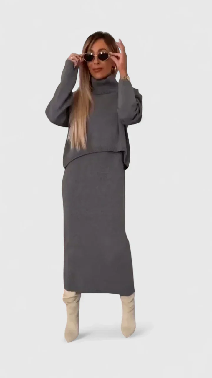 Chrystahl | Elegant Dress and Turtle Neck Sweater Set - Image 5