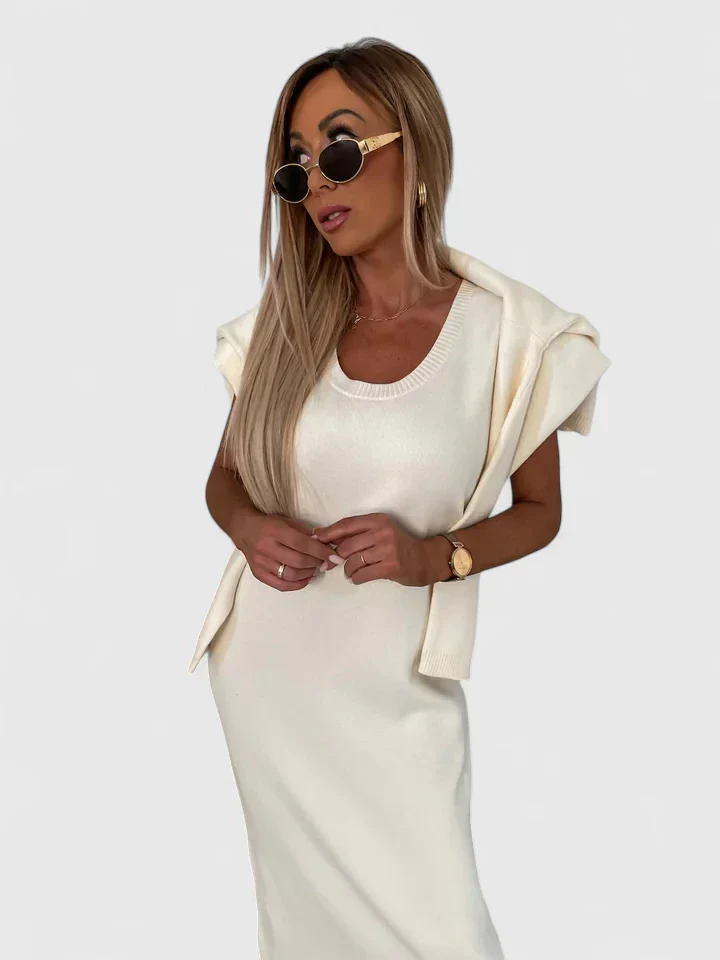 Chrystahl | Elegant Dress and Turtle Neck Sweater Set - Image 6