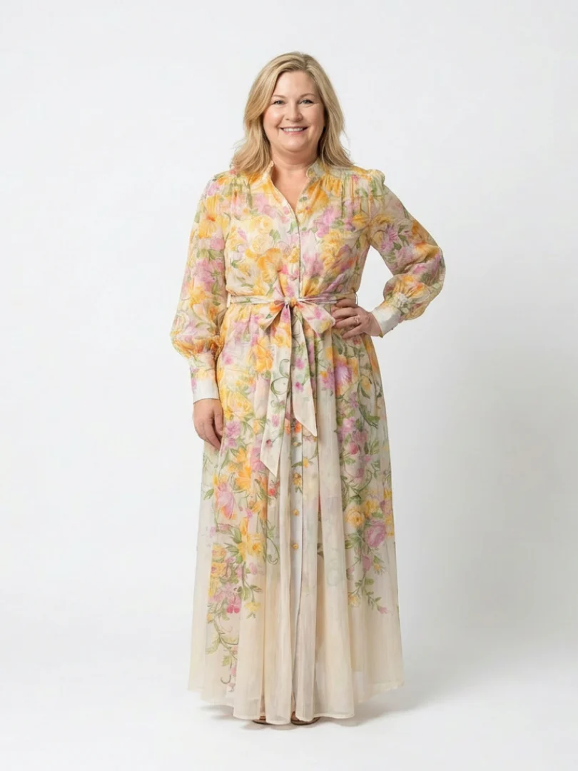 Cressida | Floral Sheer Long Sleeve Maxi Dress - Image 4