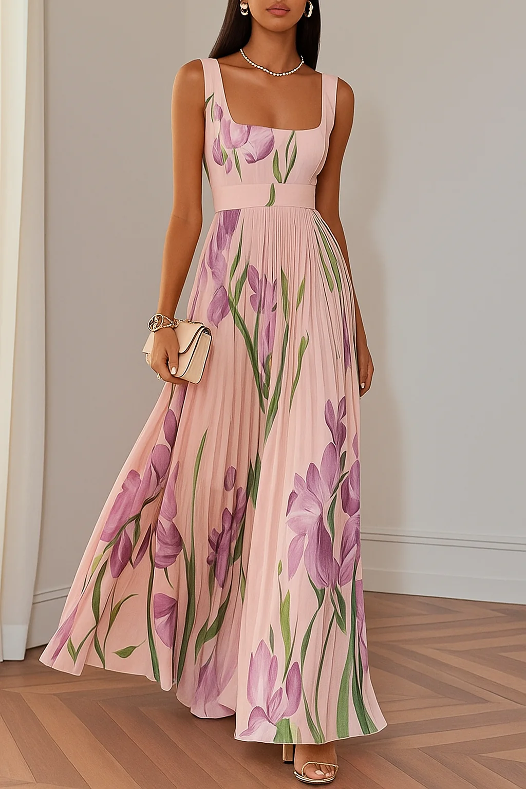 Cross-Border Floral Pleated Dress - Image 4