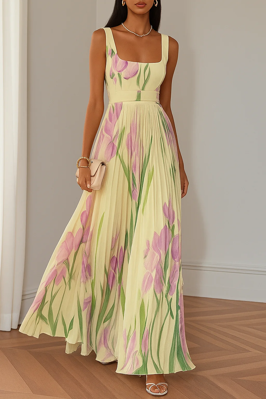 Cross-Border Floral Pleated Dress - Image 6