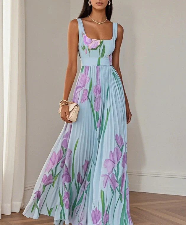 Cross-Border Floral Pleated Dress - Image 9