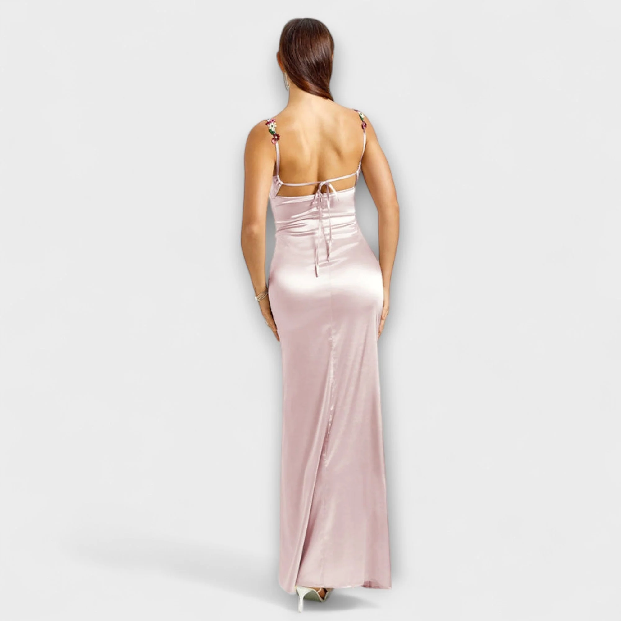 Eira - Embellished Satin Dress with Back Lacing - Image 8