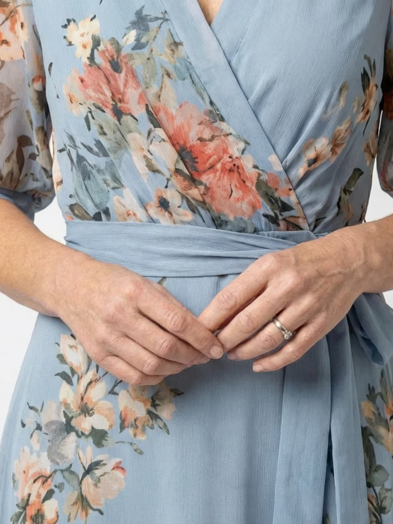 Elowen | Floral Wrap V Neck Maxi Dress - Image 3