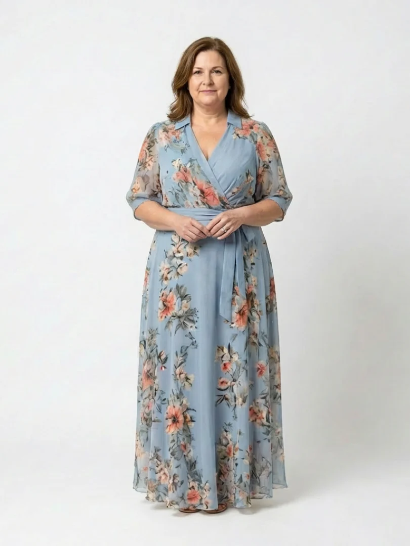 Elowen | Floral Wrap V Neck Maxi Dress - Image 4
