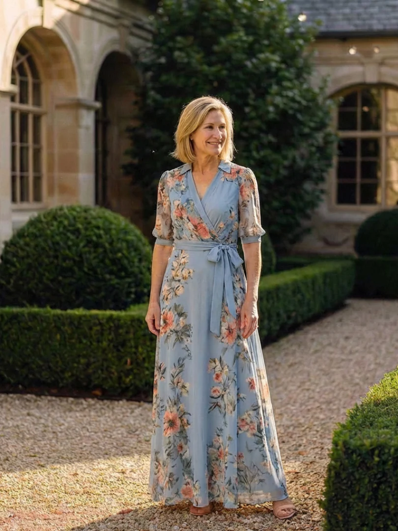 Elowen | Floral Wrap V Neck Maxi Dress - Image 5