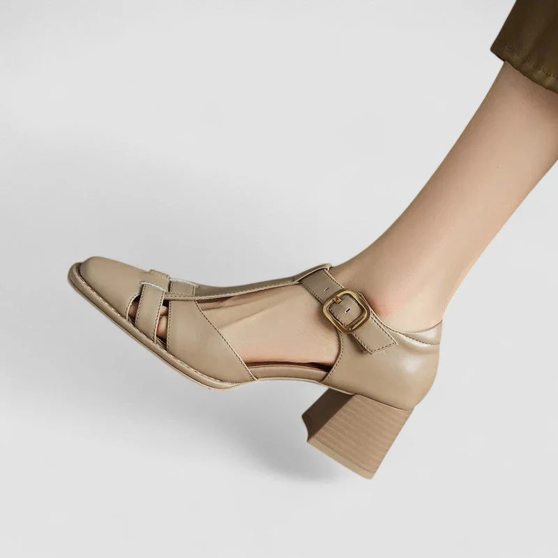 Elyxiana | Orthopedic T-Strap Block Heels - Image 4