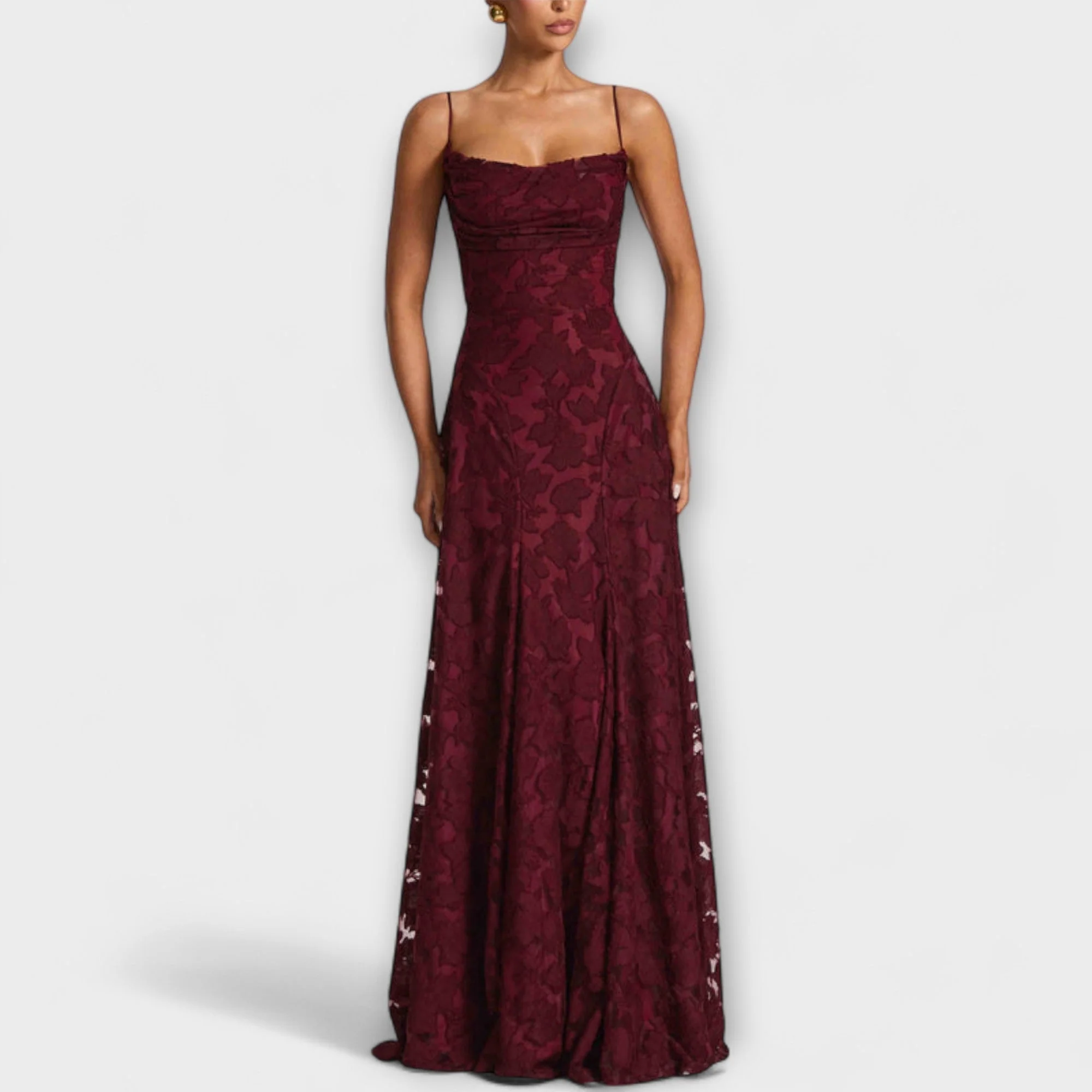 Kairi - Stylish Floral Lace Maxi Dress with Spaghetti Straps - Image 2