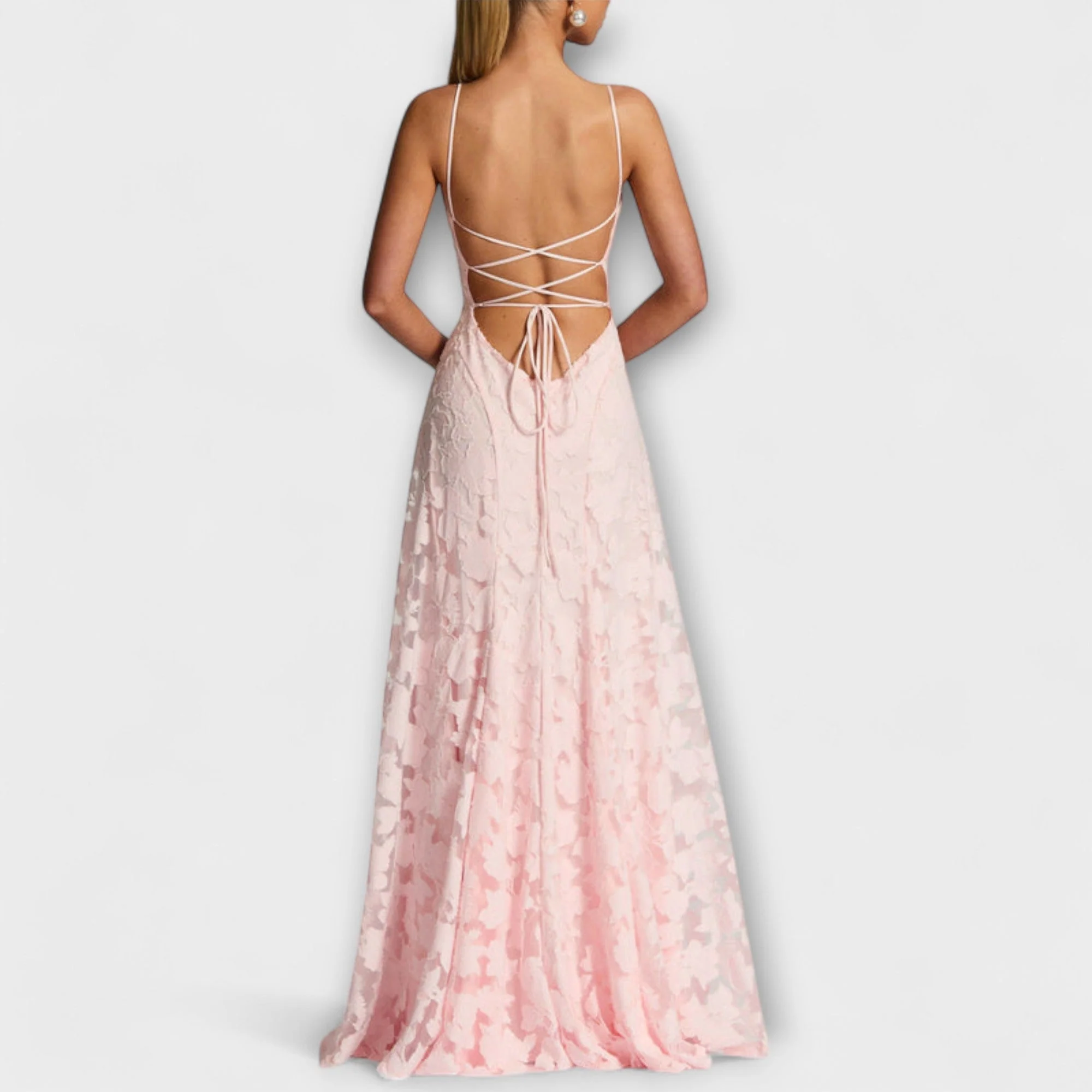 Kairi - Stylish Floral Lace Maxi Dress with Spaghetti Straps - Image 6