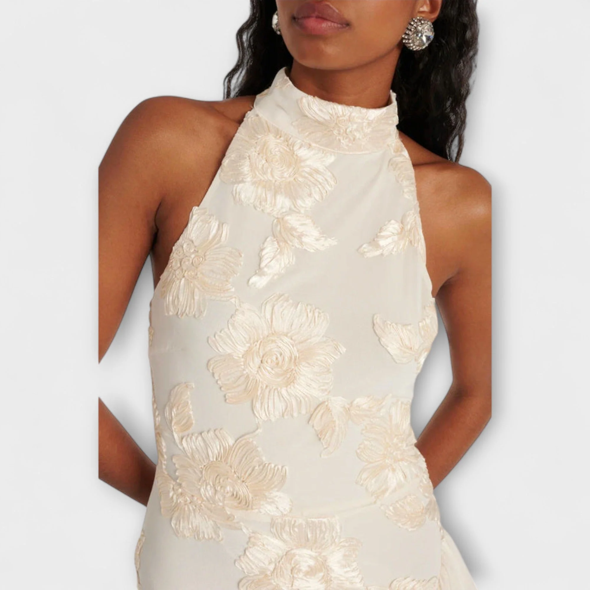 Karen - Maxi Dress with Floral Appliqués - Image 4