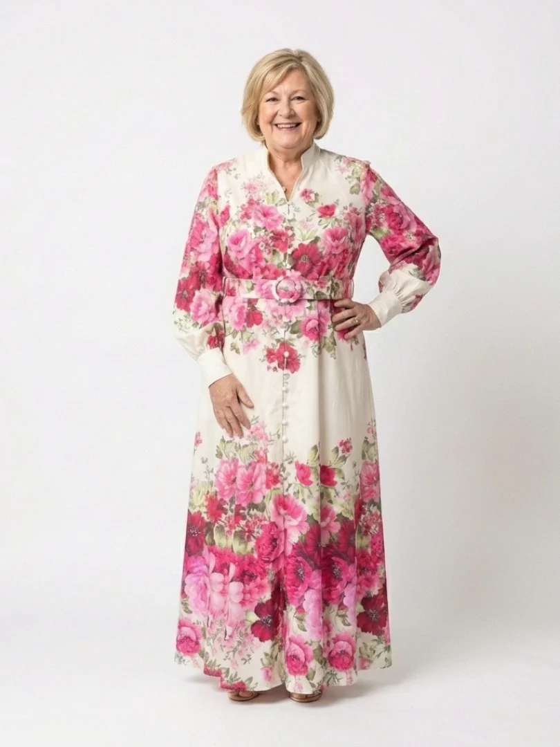 Kennedy | Long Sleeve Floral Belted Maxi Dress - Image 4