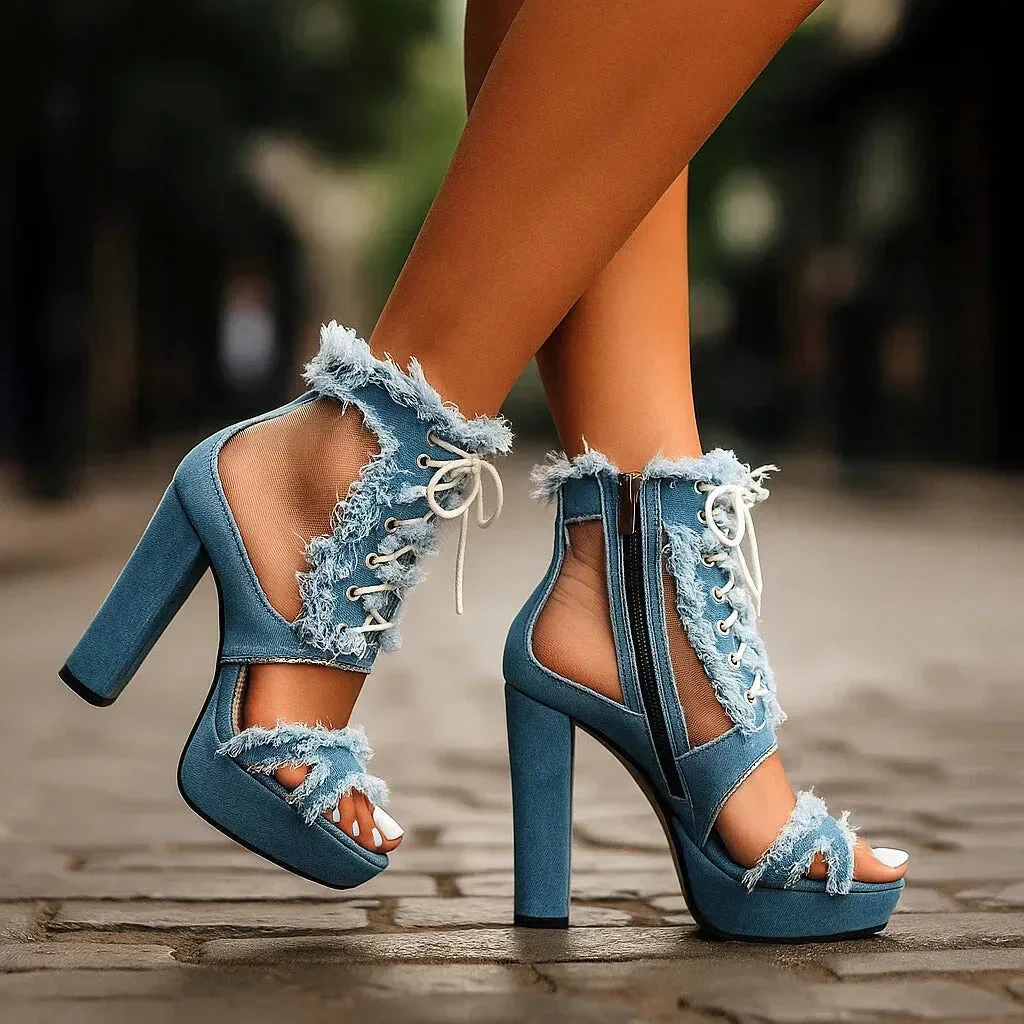 AMELIA MONTROSE DENIM HEELS - Image 3