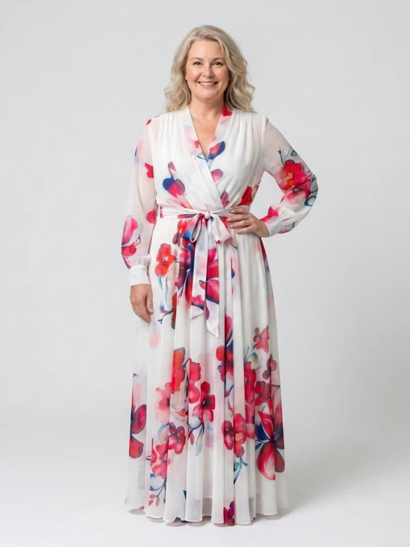Lillian | Floral Long Sleeve Wrap Maxi Dress - Image 4