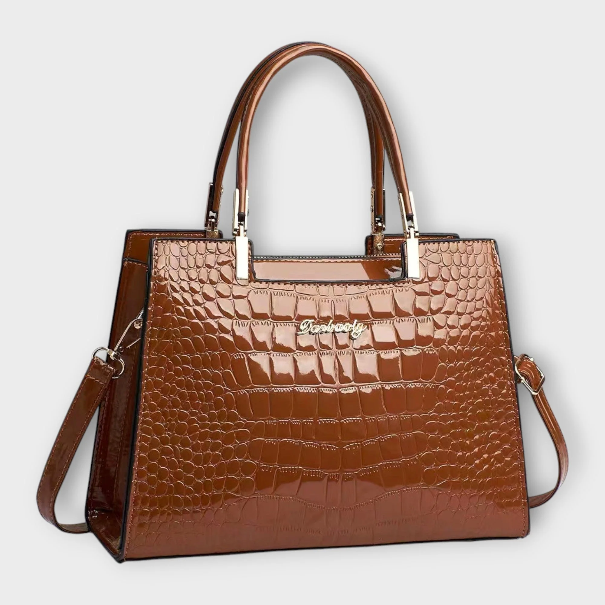 Madison - Glossy Crocodile Pattern Handbag - Image 2