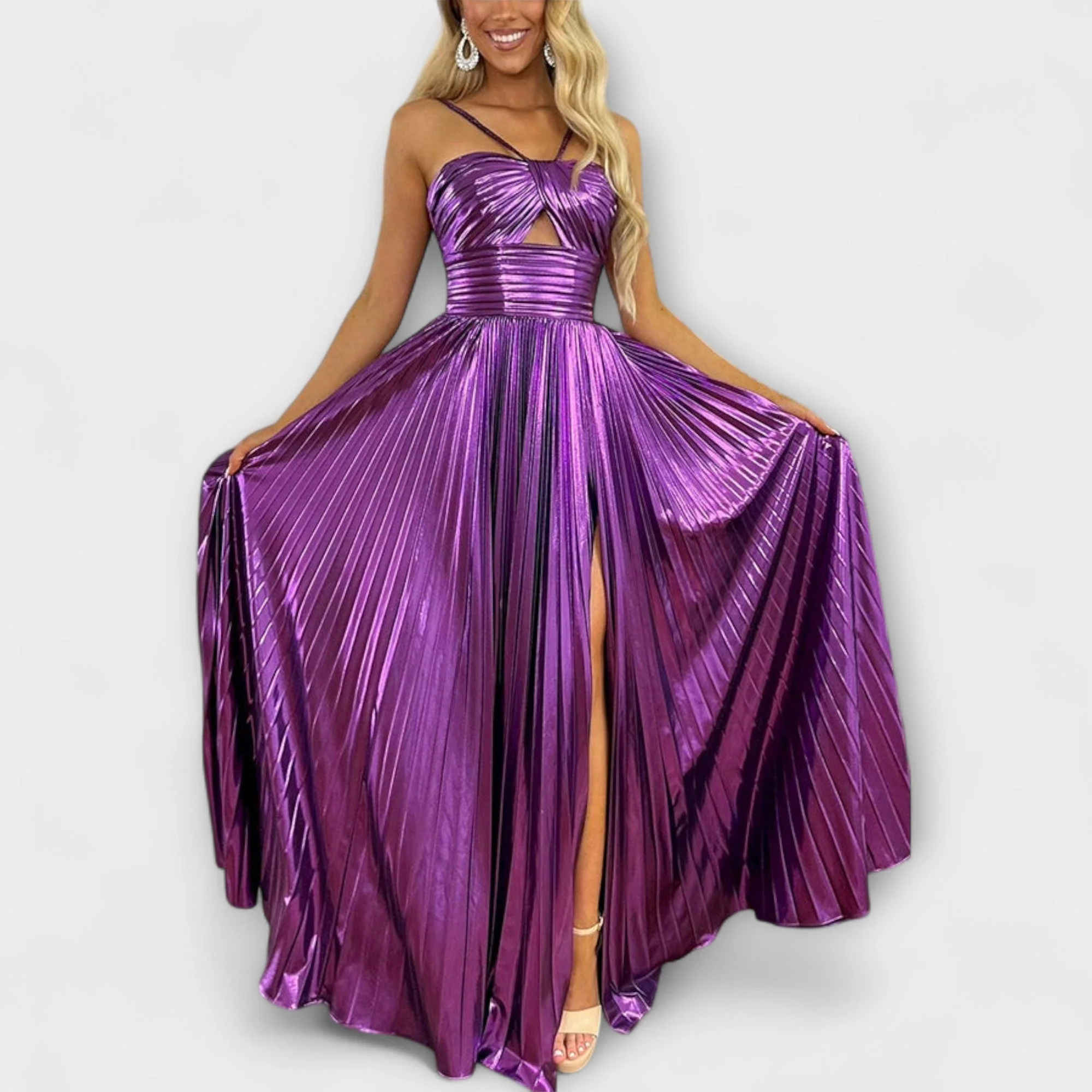 Maxi Dress with Metallic Fabric - Image 3