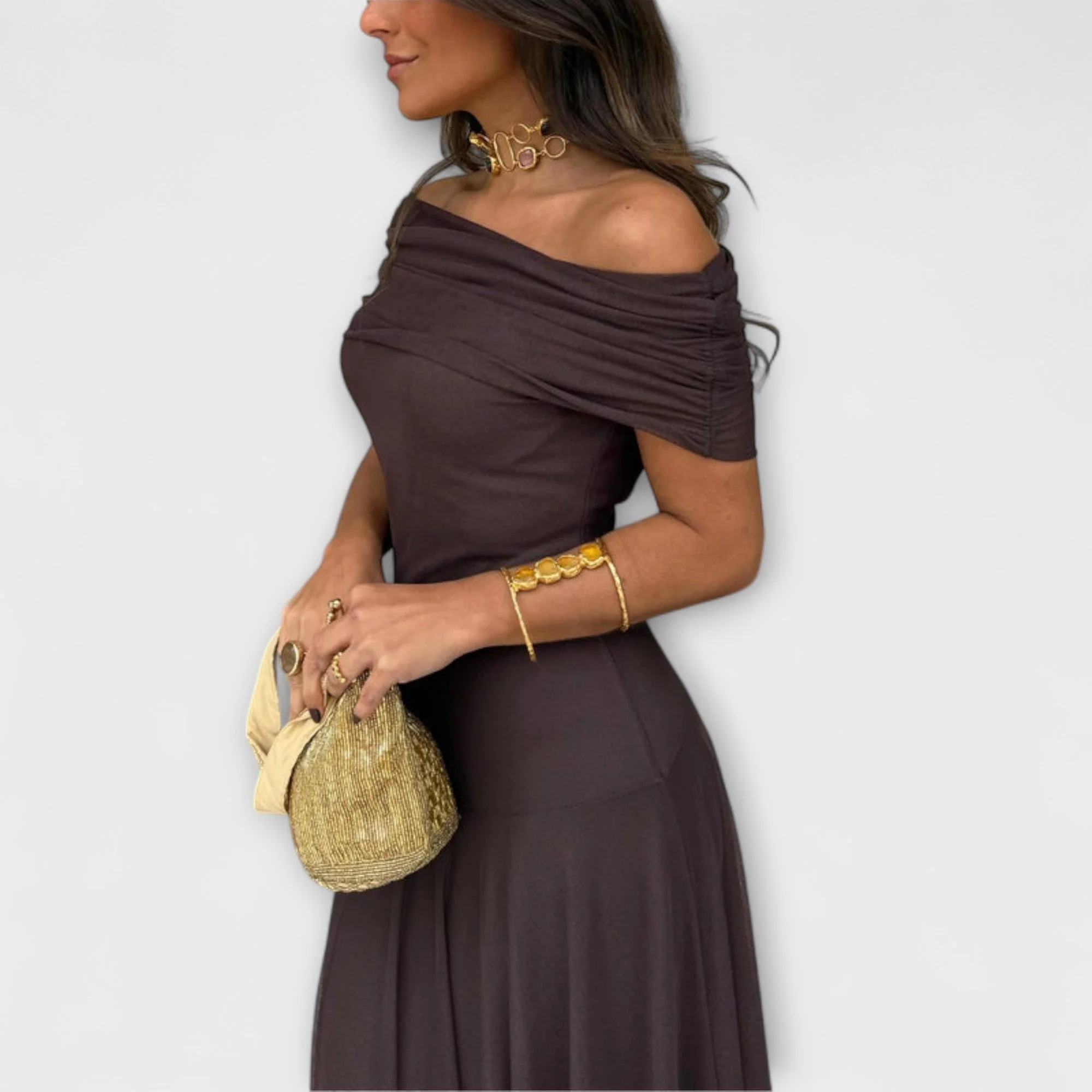 Meadow - Toledo One-Shoulder Mesh Maxi Dress - Image 4