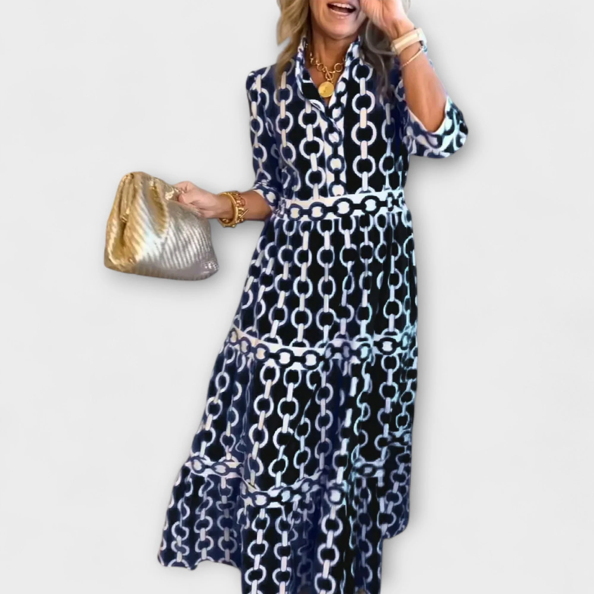 Midi Dress with Chain Pattern - Image 13