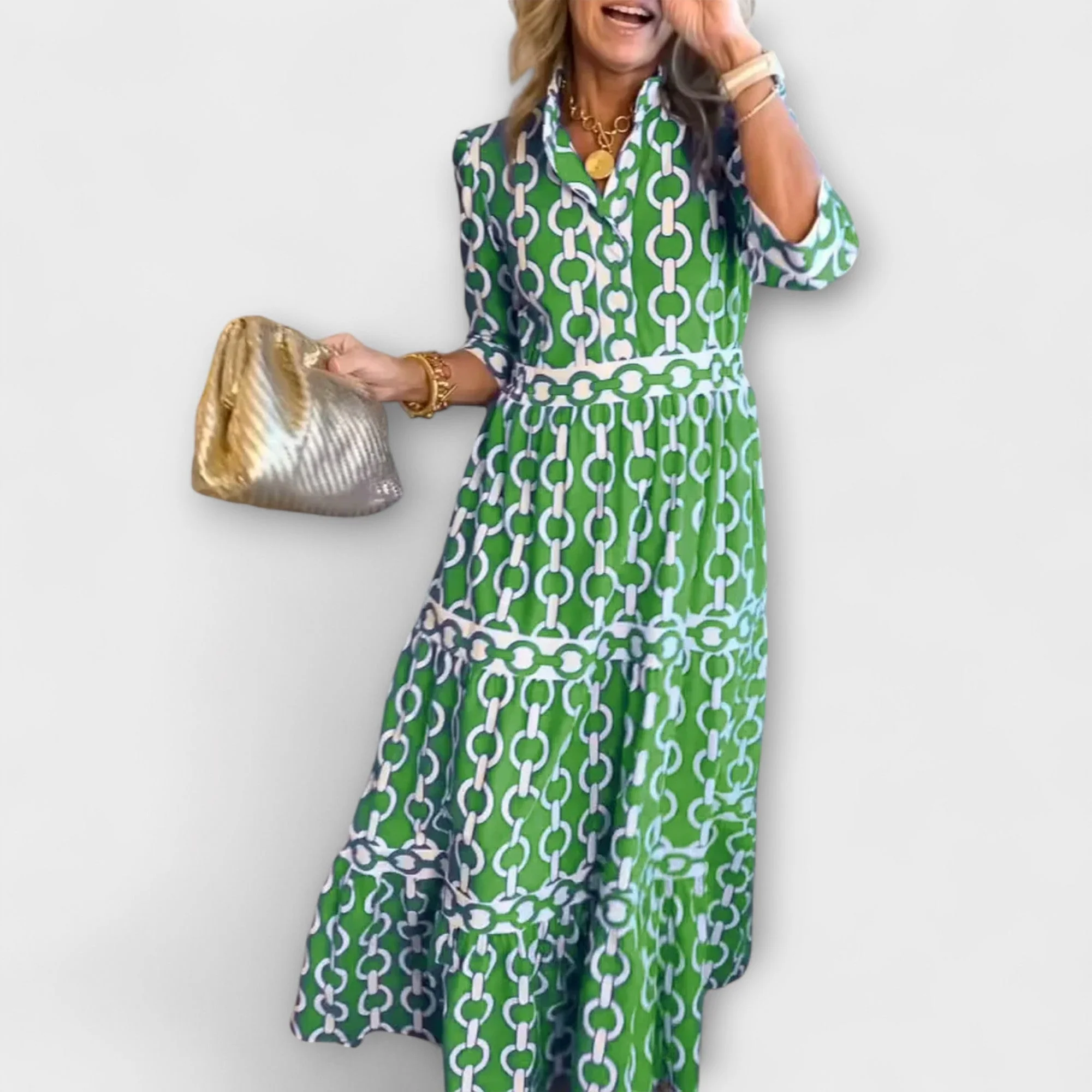 Midi Dress with Chain Pattern - Image 7