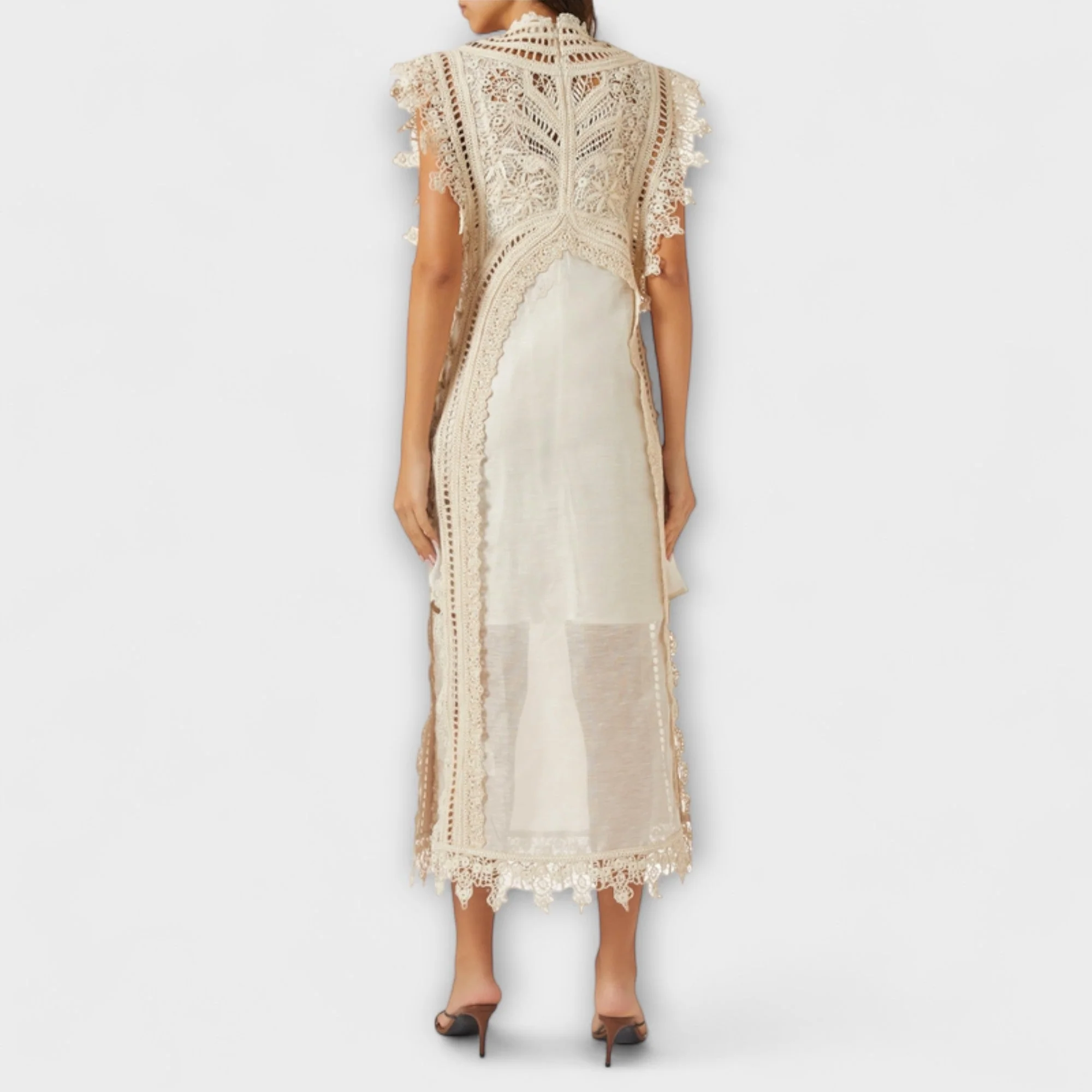 Mira - Woven Hollow Organza Maxi Dress - Image 3