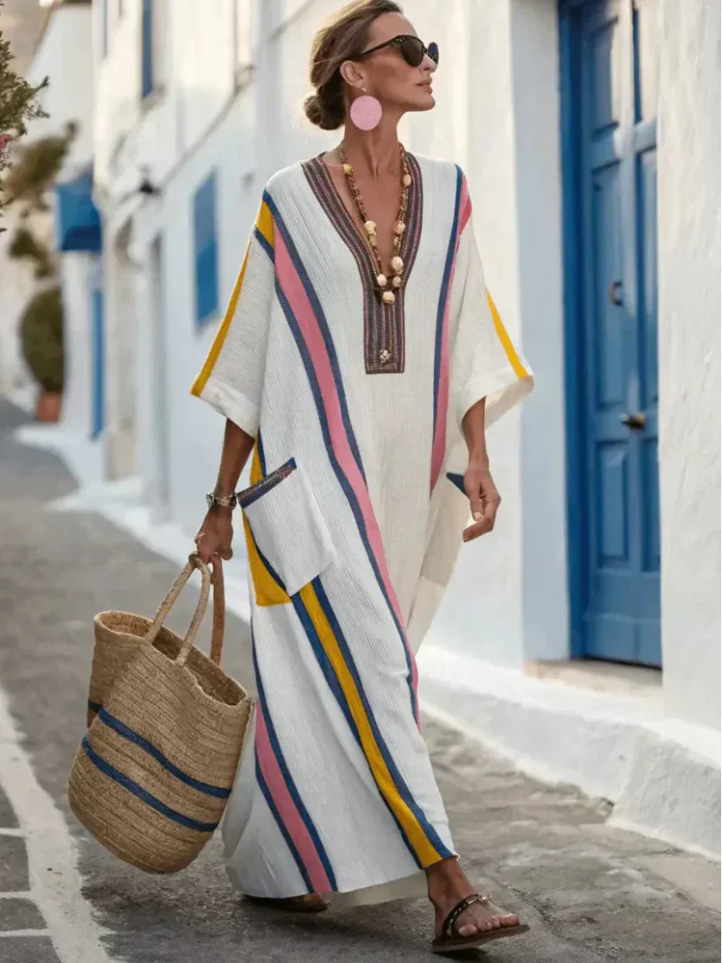 Noemi | V Neck Half Sleeve Pocket Maxi Dress - Image 5