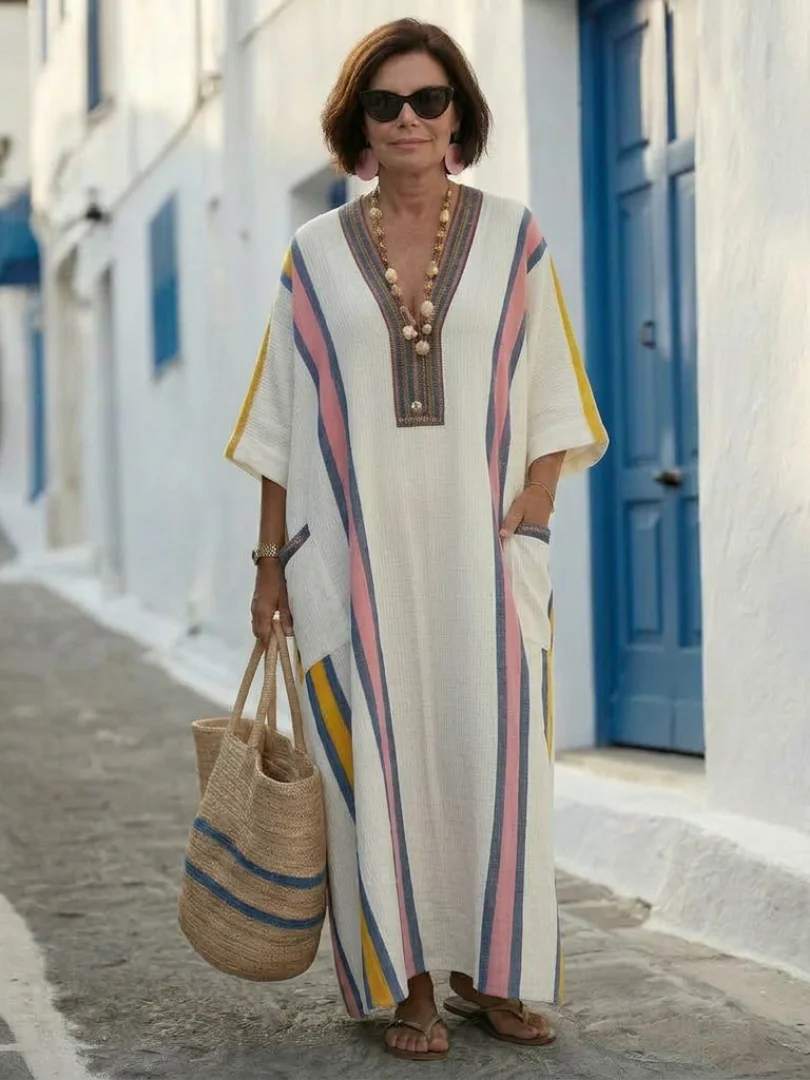 Noemi | V Neck Half Sleeve Pocket Maxi Dress - Image 6