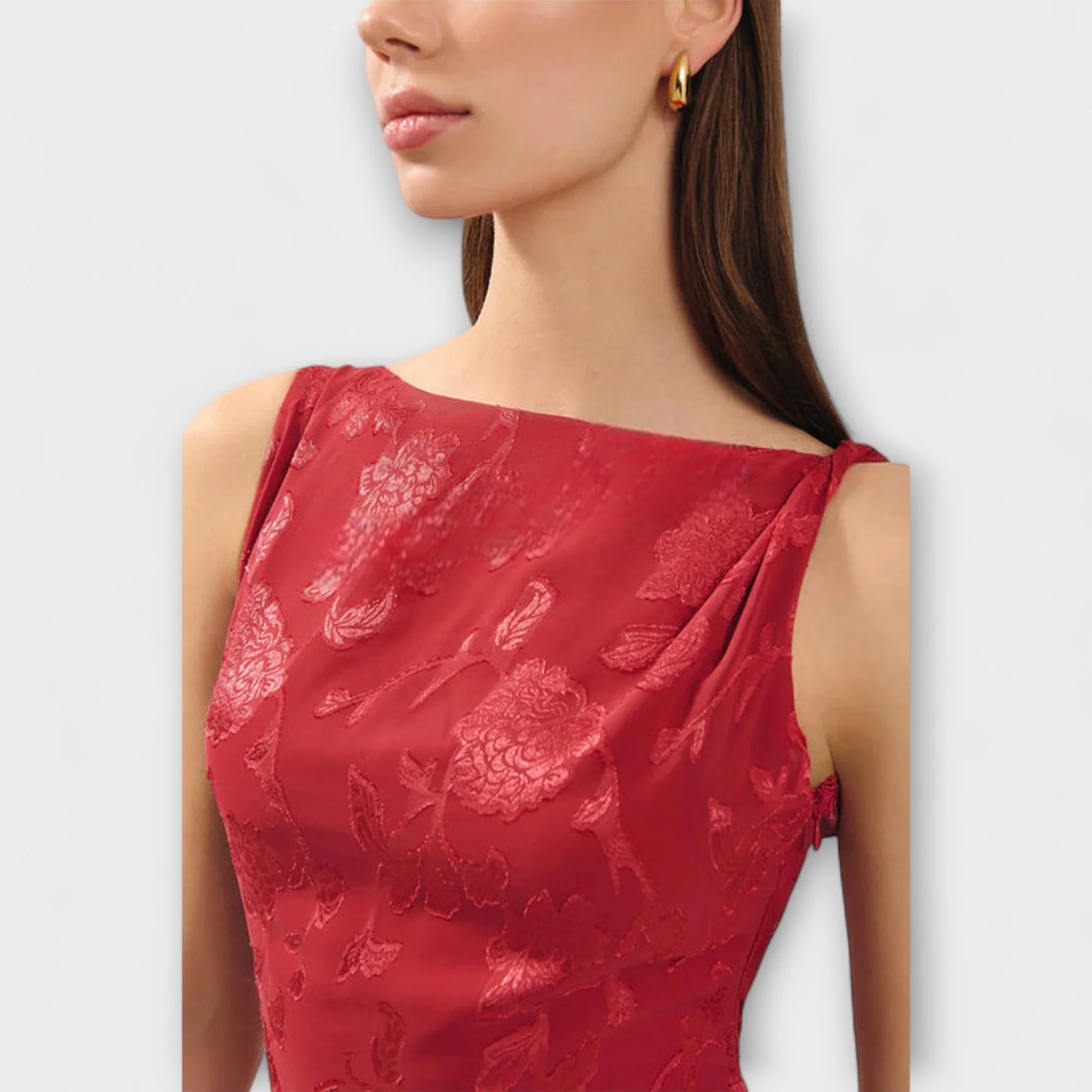 Opal - Elegant Backless Lace-Up Jacquard Maxi Dress - Image 5