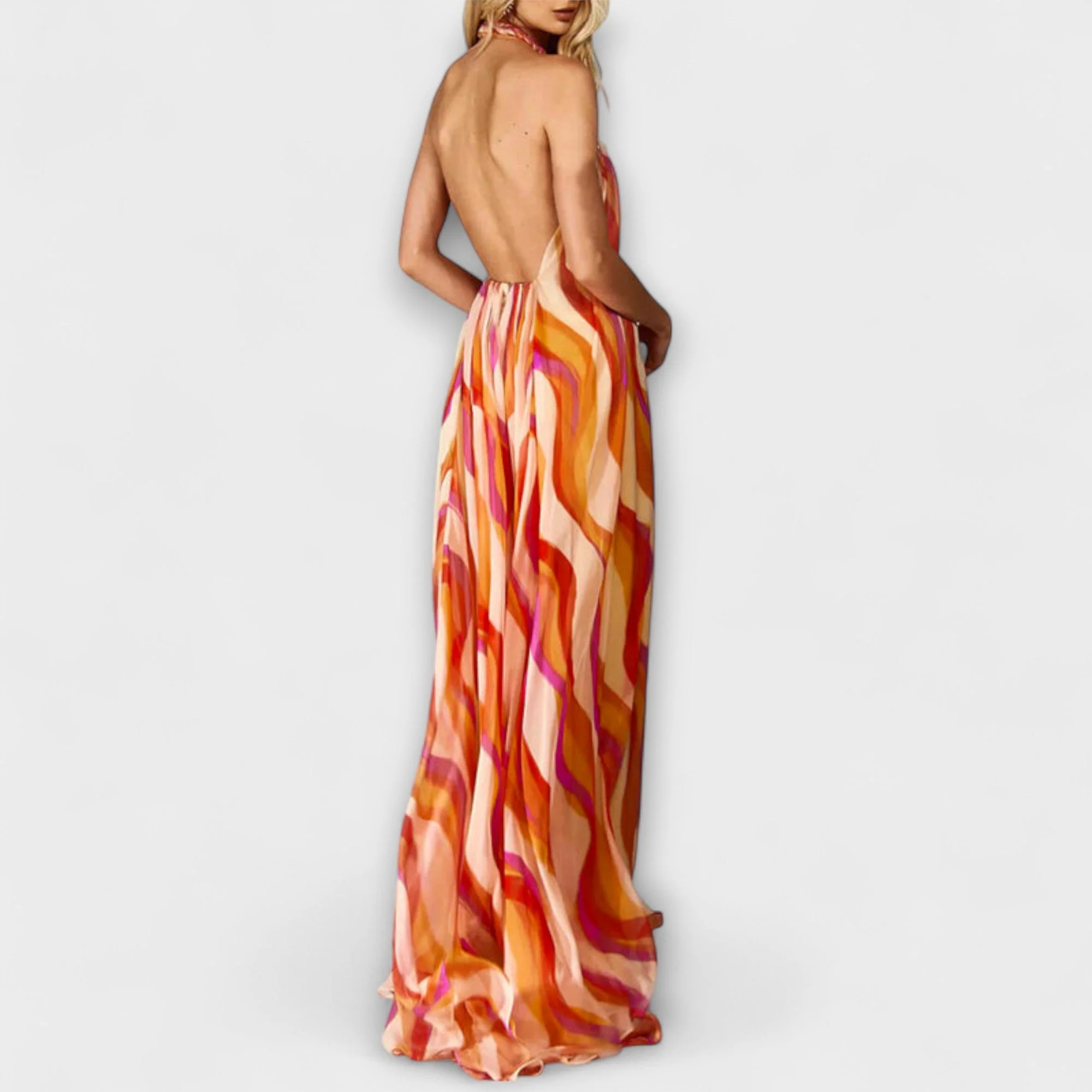 Rumi - Stylish Braided Maxi Dress with Wave Pattern - Image 2