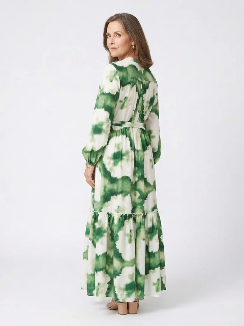 Sabine | Long Sleeve Tie Waist Tiered Maxi Dress - Image 2