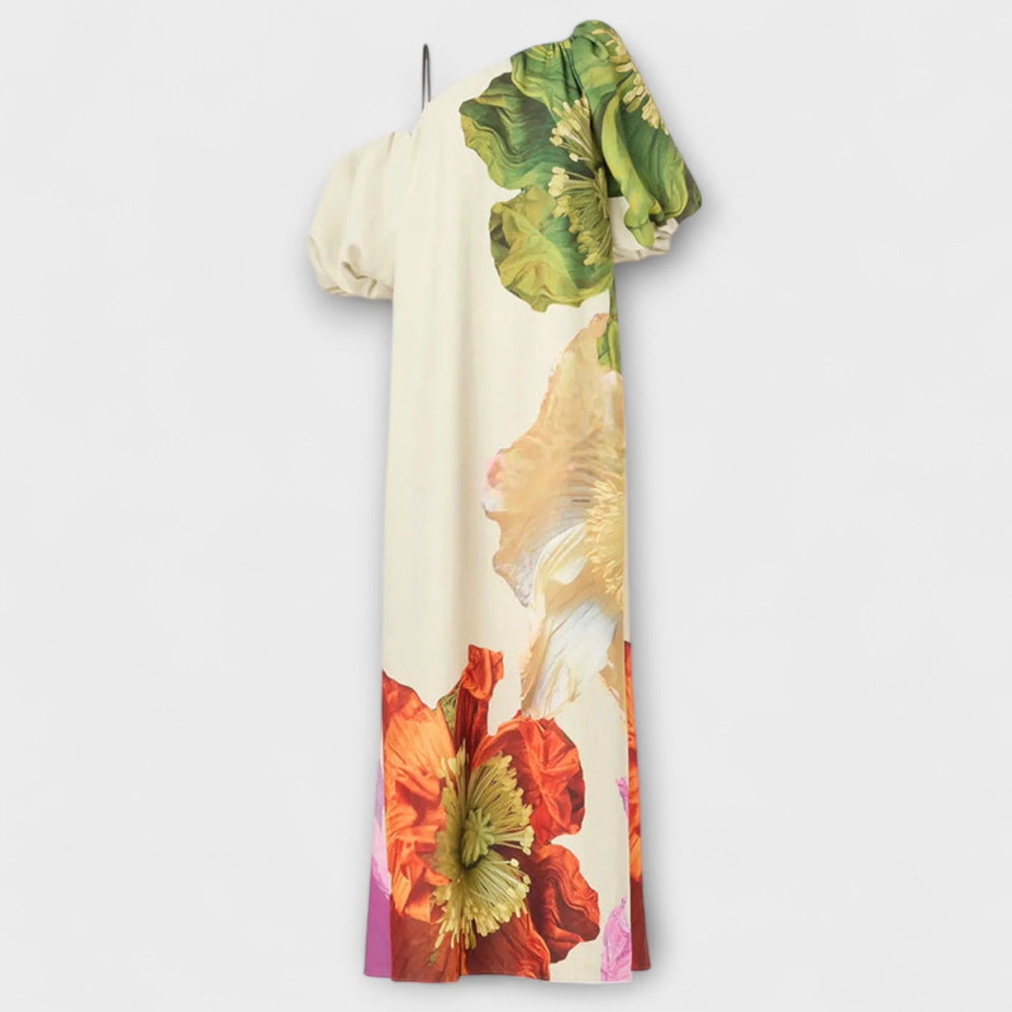 Skylar - Maxi Dress with Floral Print, Asymmetrical Neckline, and Puff Sleeves - Image 6