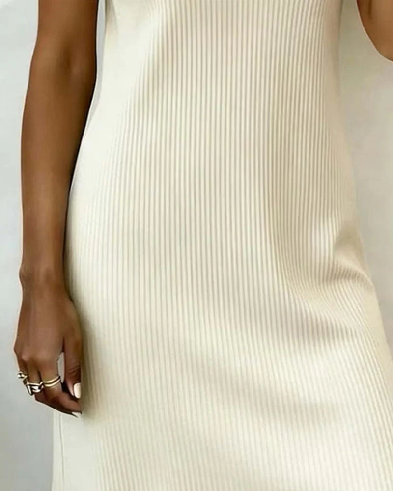 Stylish Round-Neck Button-Down Straight Dress - Image 3