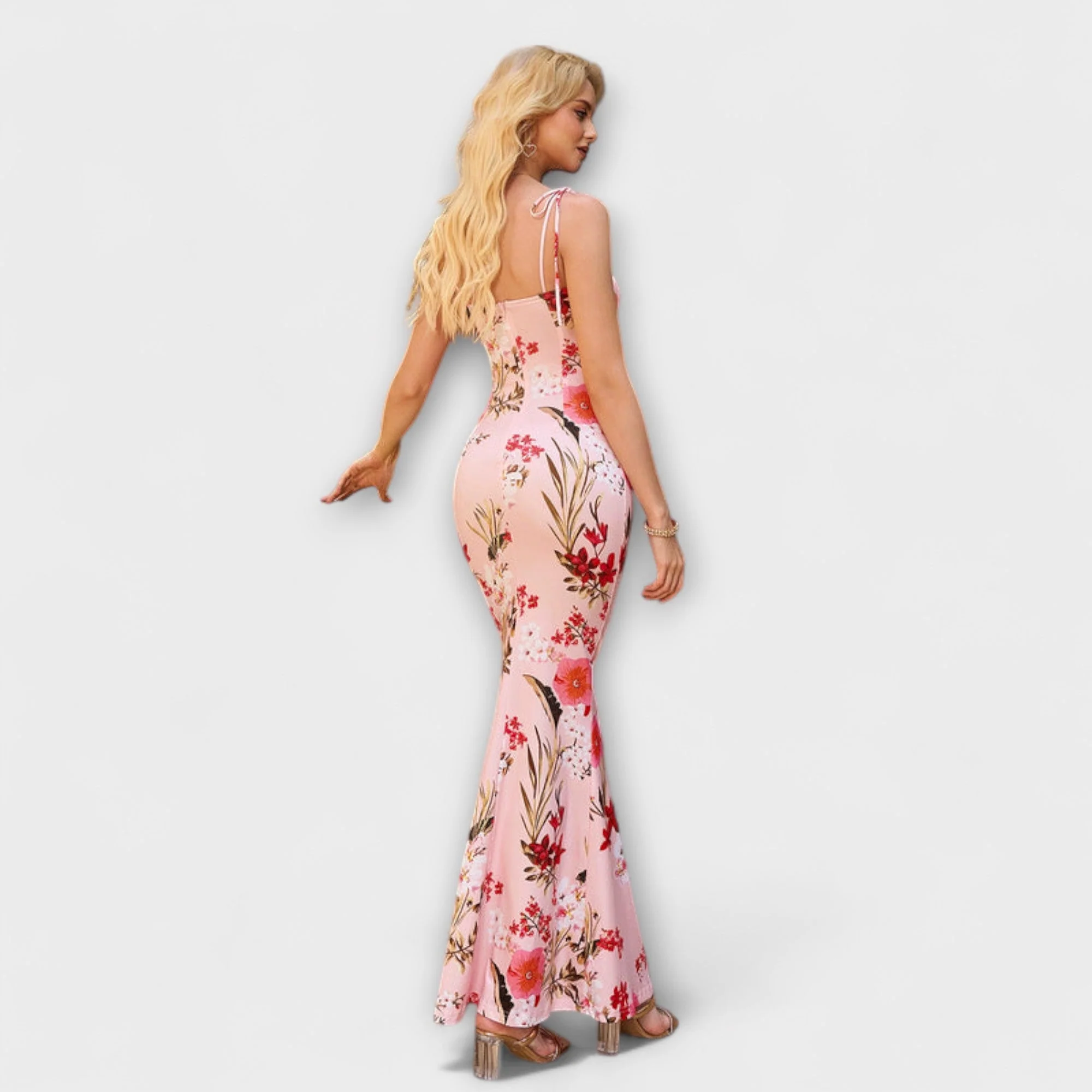 Thalia - Floral Print Prom Dress with Tied Shoulder Straps - Image 22