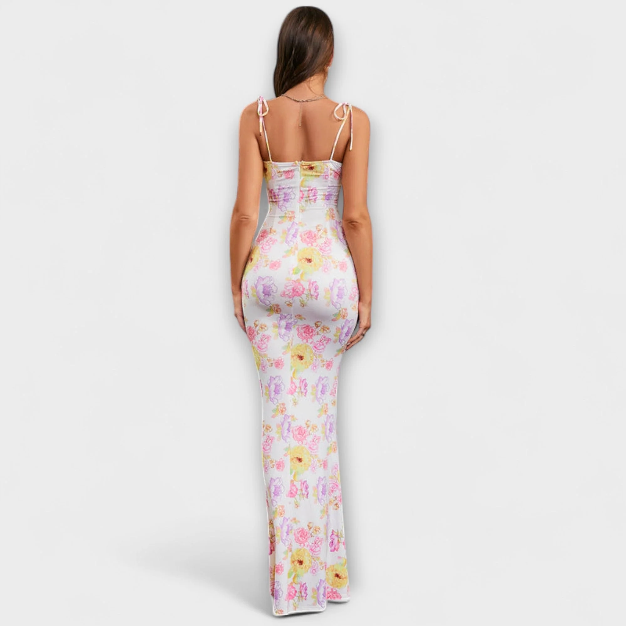 Thalia - Floral Print Prom Dress with Tied Shoulder Straps - Image 27