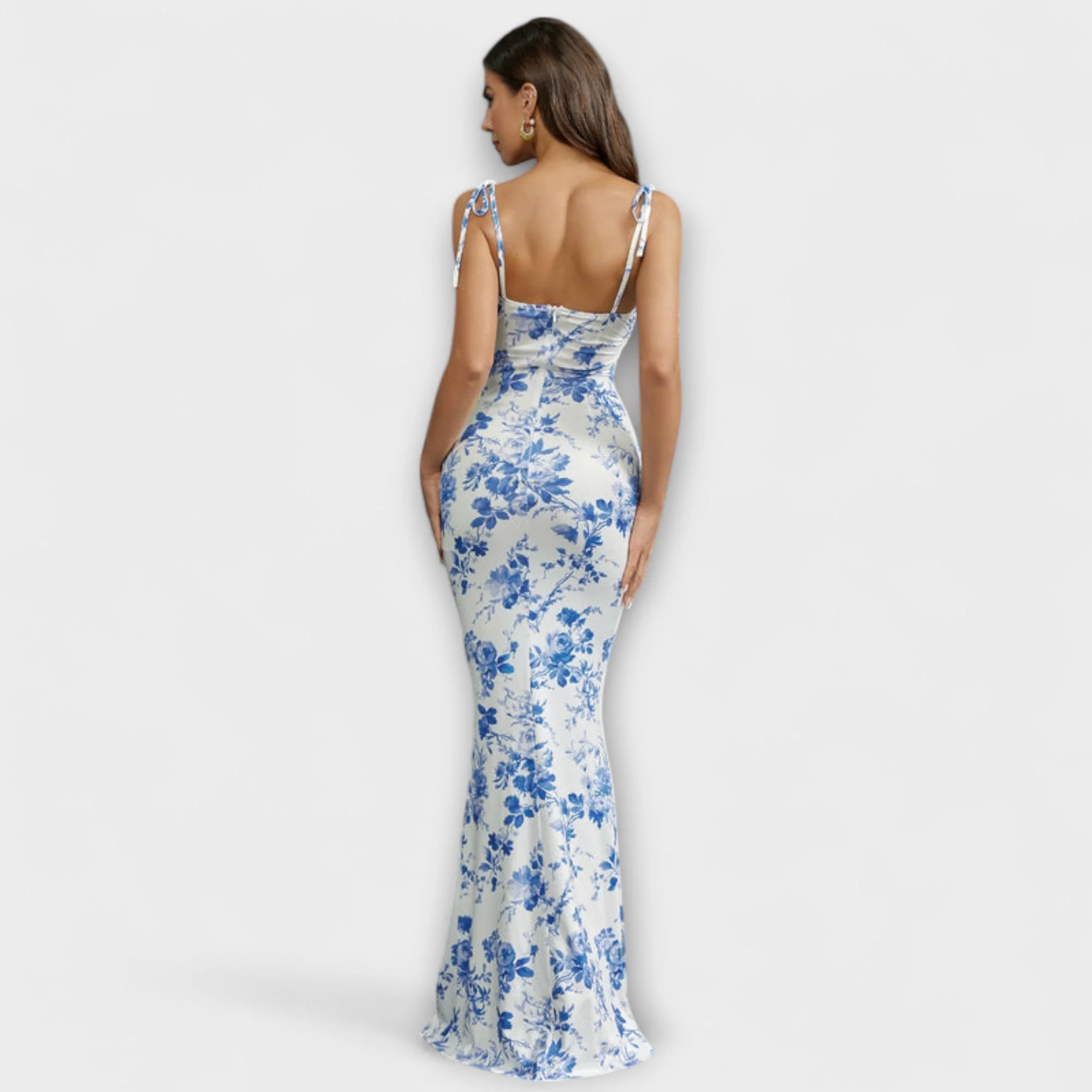 Thalia - Floral Print Prom Dress with Tied Shoulder Straps - Image 29