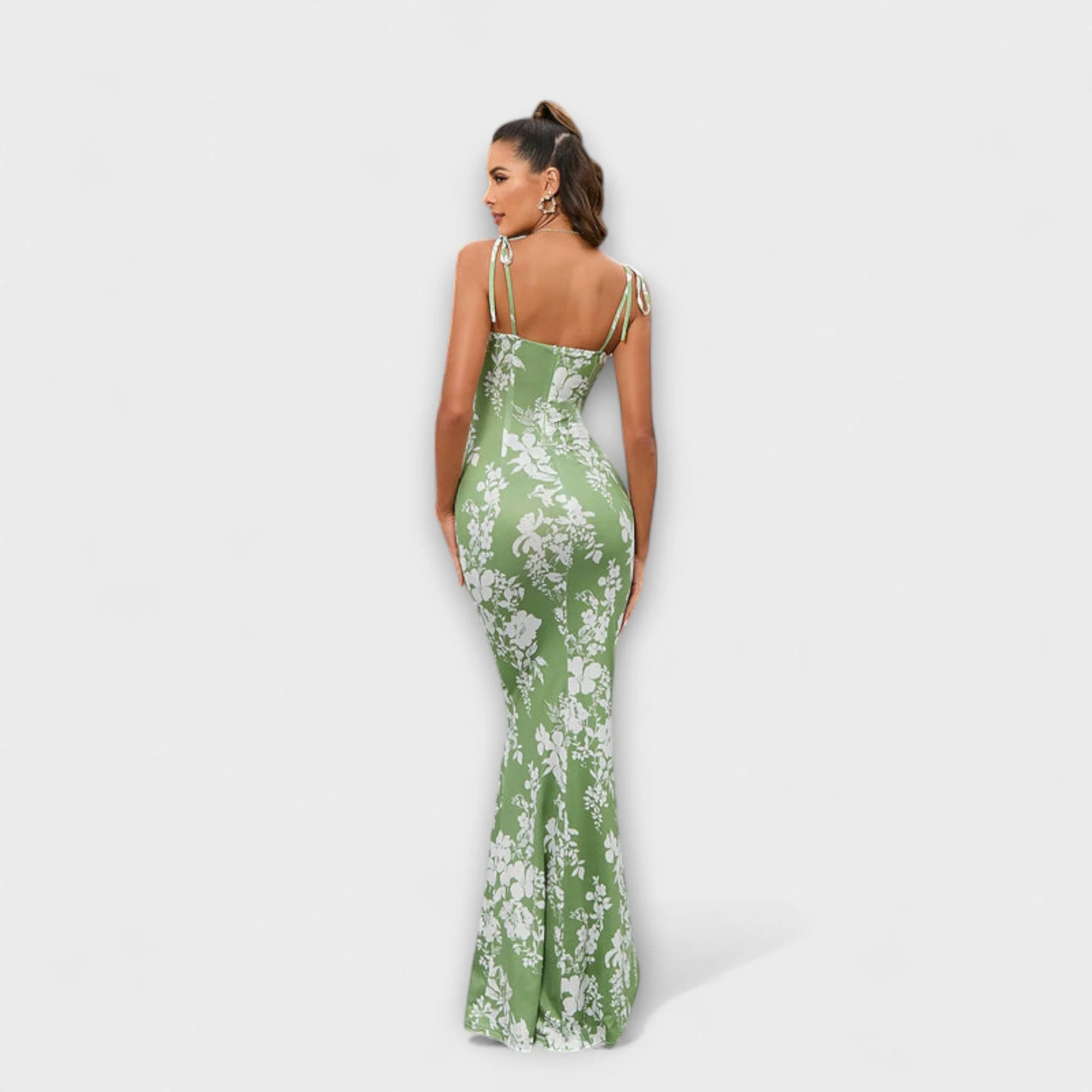 Thalia - Floral Print Prom Dress with Tied Shoulder Straps - Image 31