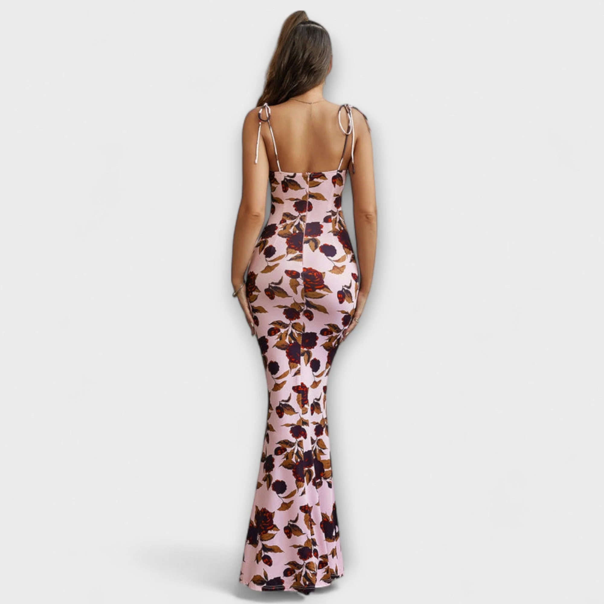 Thalia - Floral Print Prom Dress with Tied Shoulder Straps - Image 32