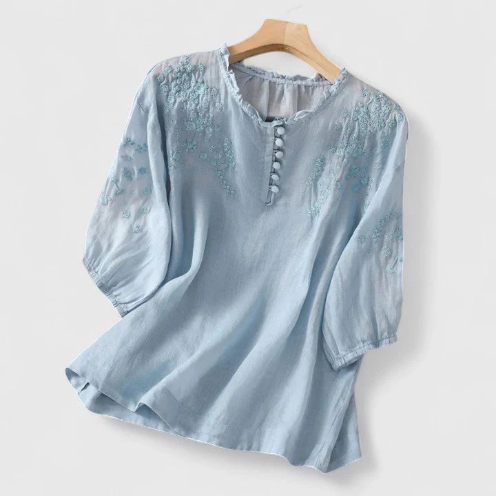 Vasilene | Elegant Button-Front Blouse - Image 3