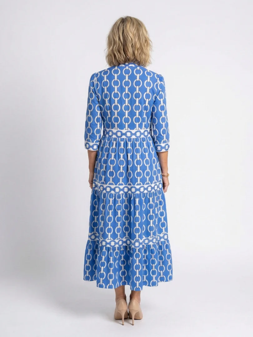 Ysolde | Three Quarter Sleeve Chain Pattern Midi Dress - Image 3